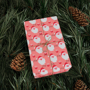 Personalized Pink Santa Wrapping Paper - Custom Holiday Gift Wrap with Santa Design