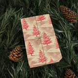 Pink Vintage Christmas Tree Wrapping Paper - Classic Holiday Gift Wrap with Retro Charm