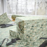 Sage Green Christmas Tree Doodle Wrapping Paper - Stylish Holiday Gift Wrap