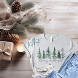 Merry & Bright Tree Farm T-Shirt | Bella Canvas Winter Scene Tee | Watercolor Christmas Shirt | Holiday Graphic Tee | Festive Xmas Top