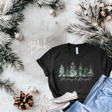 Merry & Bright Tree Farm T-Shirt | Bella Canvas Winter Scene Tee | Watercolor Christmas Shirt | Holiday Graphic Tee | Festive Xmas Top
