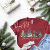 Merry & Bright Tree Farm T-Shirt | Bella Canvas Winter Scene Tee | Watercolor Christmas Shirt | Holiday Graphic Tee | Festive Xmas Top