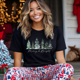Merry & Bright Tree Farm T-Shirt | Bella Canvas Winter Scene Tee | Watercolor Christmas Shirt | Holiday Graphic Tee | Festive Xmas Top
