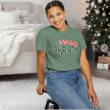 Merry Christmas T-Shirt | Comfort Colors Faux 3D Script Tee | Simple Holiday Shirt | Festive Christmas Top | Cozy Xmas Gift Idea