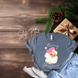 Merry Christmas T-Shirt | Bella Canvas Pink Santa Shirt | Cute Holiday Graphic Tee | Christmas Gift for Women | Festive Xmas T-Shirt