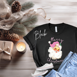Merry Christmas T-Shirt | Bella Canvas Pink Santa Shirt | Cute Holiday Graphic Tee | Christmas Gift for Women | Festive Xmas T-Shirt