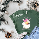 Merry Christmas T-Shirt | Bella Canvas Pink Santa Shirt | Cute Holiday Graphic Tee | Christmas Gift for Women | Festive Xmas T-Shirt