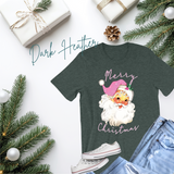 Merry Christmas T-Shirt | Bella Canvas Pink Santa Shirt | Cute Holiday Graphic Tee | Christmas Gift for Women | Festive Xmas T-Shirt