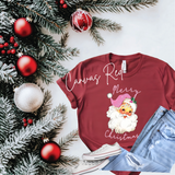 Merry Christmas T-Shirt | Bella Canvas Pink Santa Shirt | Cute Holiday Graphic Tee | Christmas Gift for Women | Festive Xmas T-Shirt