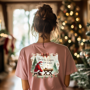 Jesus Is the Reason T-Shirt | Comfort Colors Christmas Tee | Watercolor Pastel Santa & Baby Jesus | Faith-Based Holiday Gift Idea