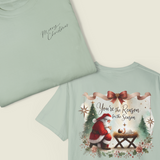 Jesus Is the Reason T-Shirt | Comfort Colors Christmas Tee | Watercolor Pastel Santa & Baby Jesus | Faith-Based Holiday Gift Idea