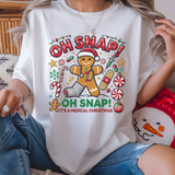 Oh Snap Medical Christmas Shirt | Nurse Gingerbread Comfort Colors T-Shirt | Funny Holiday Tee for Nurses | Medical Christmas Gift Idea
