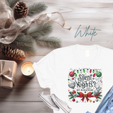 Silent Nights? Not in Healthcare Shirt | Nurse Christmas T-Shirt | Festive Holiday Tee with Lights, Holly & Bow | Medical Field Gift Idea