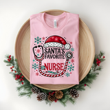 Santa's Favorite Nurse Shirt | Bella Canvas Christmas T-Shirt | Holiday Nurse Graphic Tee | Festive Gift for Nurses | Nurse Xmas Shirt
