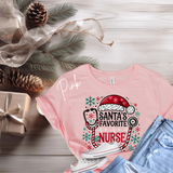 Santa's Favorite Nurse Shirt | Bella Canvas Christmas T-Shirt | Holiday Nurse Graphic Tee | Festive Gift for Nurses | Nurse Xmas Shirt