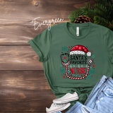 Santa's Favorite Nurse Shirt | Bella Canvas Christmas T-Shirt | Holiday Nurse Graphic Tee | Festive Gift for Nurses | Nurse Xmas Shirt