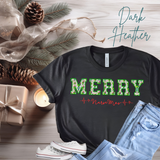 Merry Nurse-Mas Shirt | Bella Canvas Christmas Nurse T-Shirt | Heartbeat Design & Faux Embroidery | Holiday Gift for Nurses