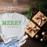 Merry Nurse-Mas Shirt | Bella Canvas Christmas Nurse T-Shirt | Heartbeat Design & Faux Embroidery | Holiday Gift for Nurses