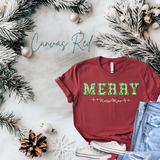 Merry Nurse-Mas Shirt | Bella Canvas Christmas Nurse T-Shirt | Heartbeat Design & Faux Embroidery | Holiday Gift for Nurses