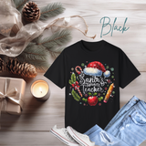 Santa's Favorite Teacher Shirt - Comfort Colors T-Shirt | Glitter Holiday Teacher Gift | Christmas Santa Hat Design | Multiple Colors