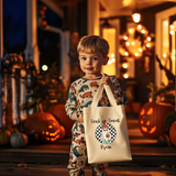 Personalized Halloween Tote Bag| Ghost Canvas Tote Bag| Retro Ghost| Trick or Treat Goodie Gift Bag| Kids Spooky Cute Retro Trendy Candy Bag