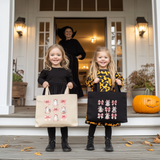 Coquette Bow Halloween Tote Bag| Cute Pink Ghost Halloween Canvas Tote| Trick or Treat Goodie Gift Bag| Kids Trendy Candy Basket| Kid Gift
