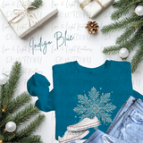 Faux Rhinestone Snowflake Sweatshirt | Sparkly Holiday Shirt | Christmas Gift for Women | Festive Winter Snowflake Top