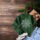 Faux Rhinestone Snowflake Sweatshirt | Sparkly Holiday Shirt | Christmas Gift for Women | Festive Winter Snowflake Top