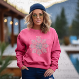 Faux Rhinestone Snowflake Sweatshirt | Sparkly Holiday Shirt | Christmas Gift for Women | Festive Winter Snowflake Top