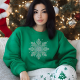Faux Rhinestone Snowflake Sweatshirt | Sparkly Holiday Shirt | Christmas Gift for Women | Festive Winter Snowflake Top