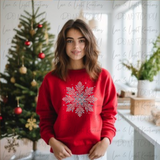 Faux Rhinestone Snowflake Sweatshirt | Sparkly Holiday Shirt | Christmas Gift for Women | Festive Winter Snowflake Top