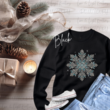 Faux Rhinestone Snowflake Sweatshirt | Sparkly Holiday Shirt | Christmas Gift for Women | Festive Winter Snowflake Top