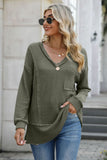Exposed Seam V-Neck Long Sleeve T-Shirt