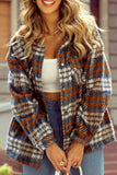 Plaid Collared Neck Jacket with Chest Pockets