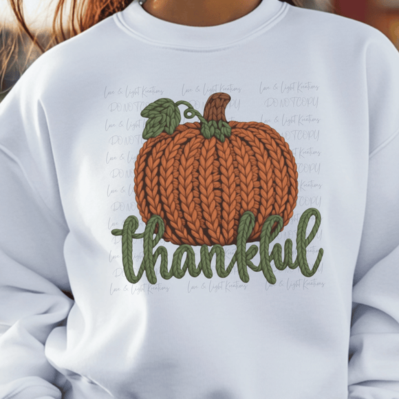 Faux Yarn Thankful Pumpkin