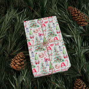 Pastel Pink Gnome Christmas Wrapping Paper - Whimsical Holiday Gift Wrap