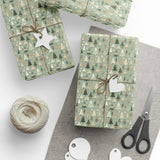Sage Green Christmas Tree Doodle Wrapping Paper - Stylish Holiday Gift Wrap
