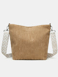 Corduroy Solid Color Crossbody with Removable Strap