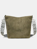 Corduroy Solid Color Crossbody with Removable Strap