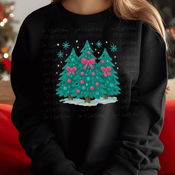 Green and Pink Christmas Trees