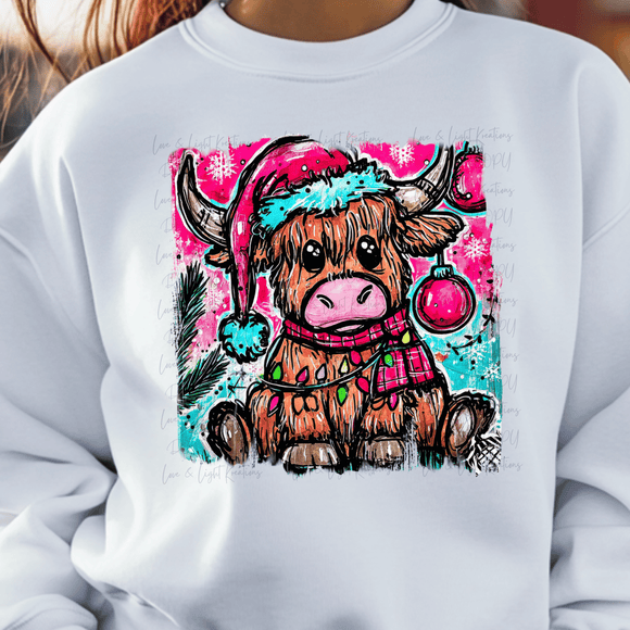 Retro Doodle Highland Cow