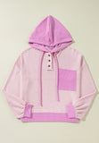 Corded Color Block Drawstring Hoodie