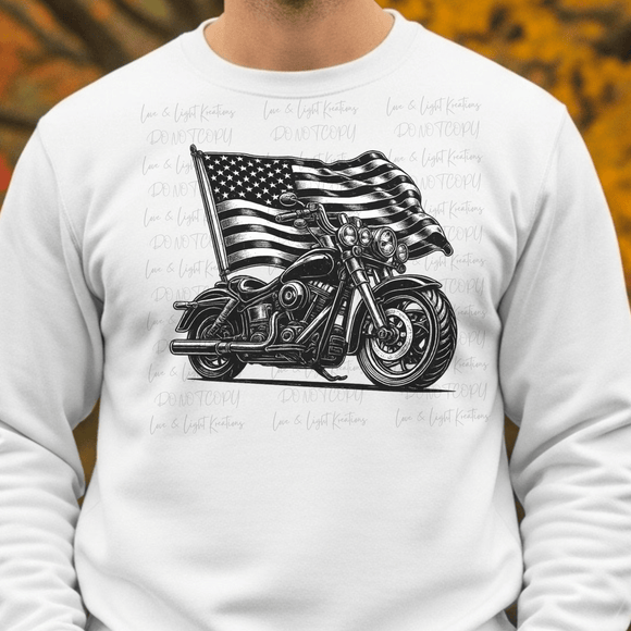 Black and White American Flag Motorcycle