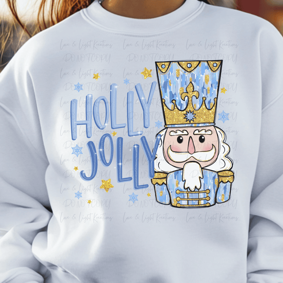 Blue Holly Jolly Nutcracker