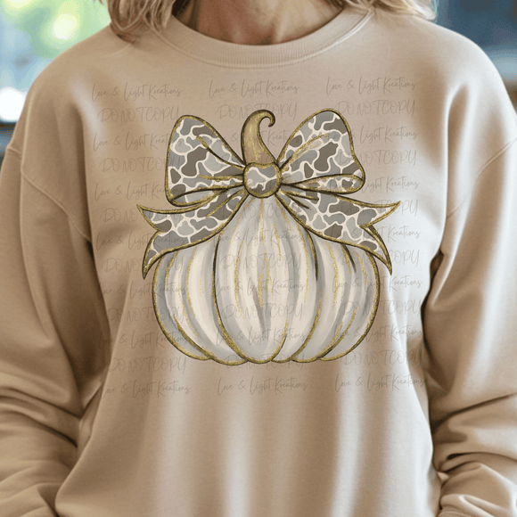 Camo Coquette Bow Pumpkin