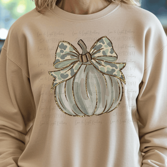 Camo Faux Glitter Pumpkin
