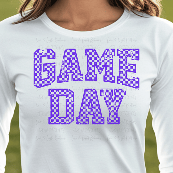 Checkered Game Day Purple