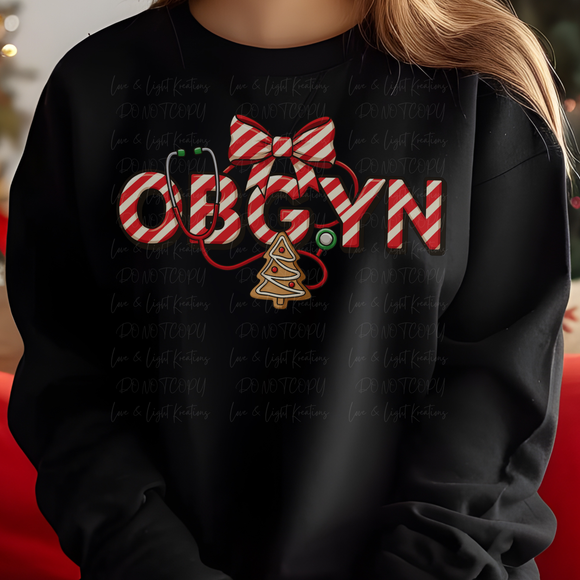 Christmas Candy Cane Striped OBGYN