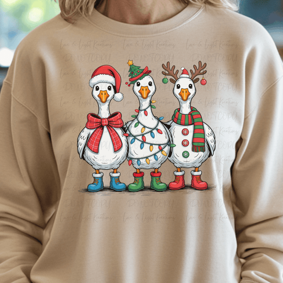 Christmas Geese with Festive Hats