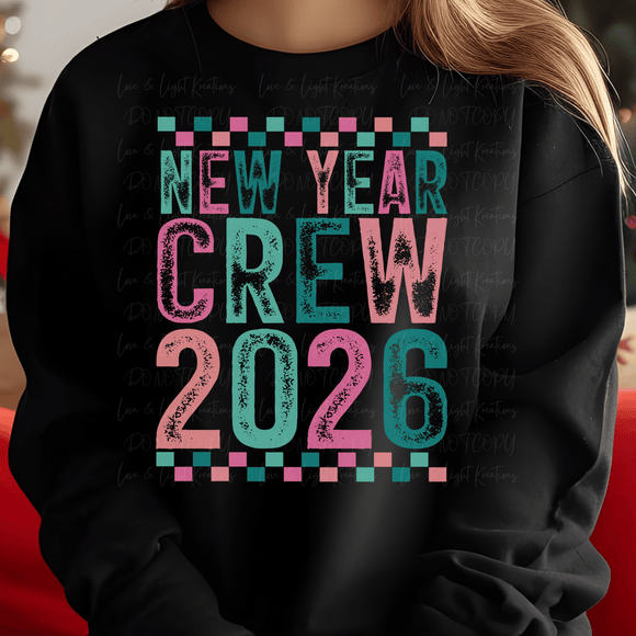 Colorful Retro New Year Crew 2026 Distressed